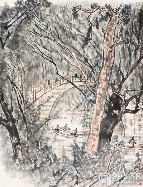 李可染(1907-1989)颐和园玉带桥