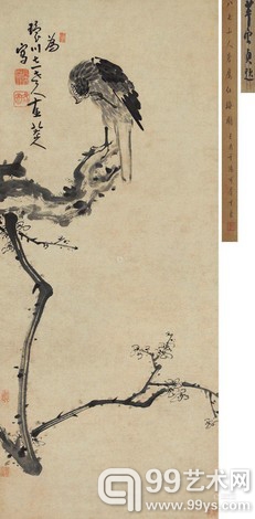 八大山人 苍鹰梅花图 立轴