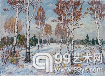 孙云台《粉妆大地》布面油画53.5x73cm副本