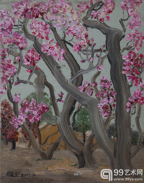 潘殿全 京北的春天系列之桃花NO.3 布面油画 30X24cm 2012