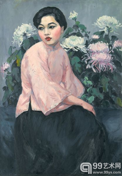 方君璧《桃衣少女》