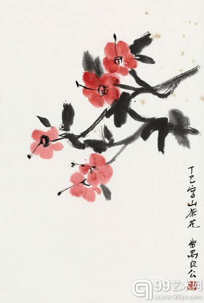 关良 1900-1986 《山茶花》