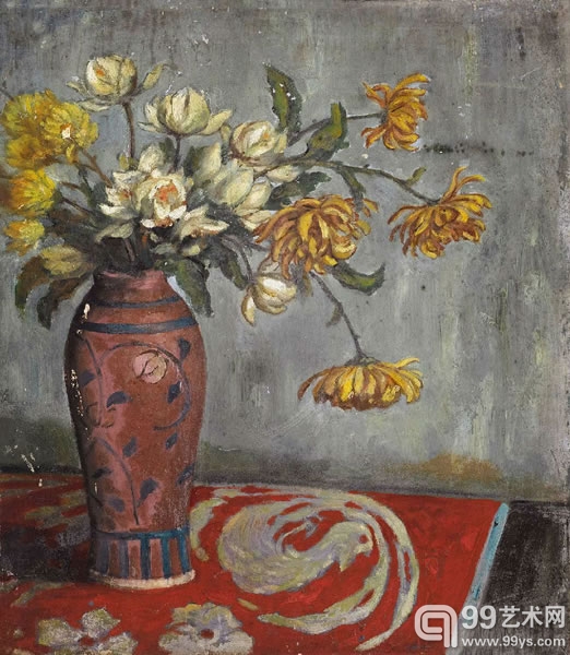 关良 1900-1986 《瓶花》