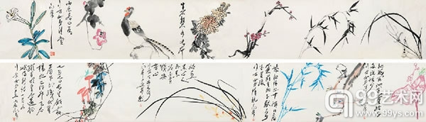 丁衍庸 1902-1978 《花卉卷》