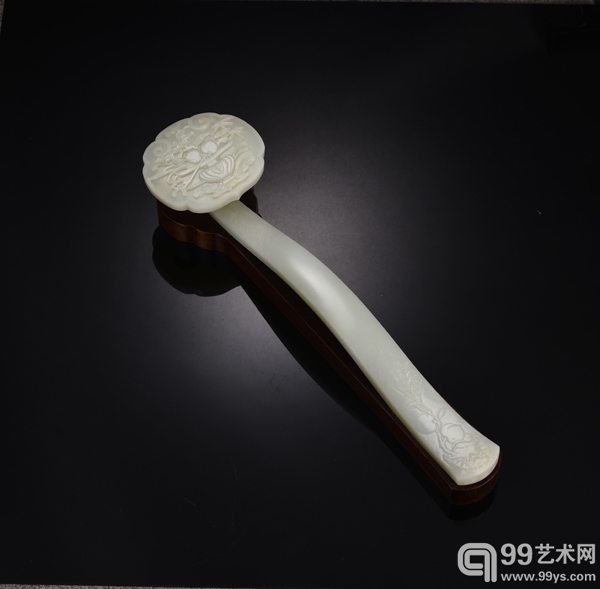 清乾隆 白玉福寿如意