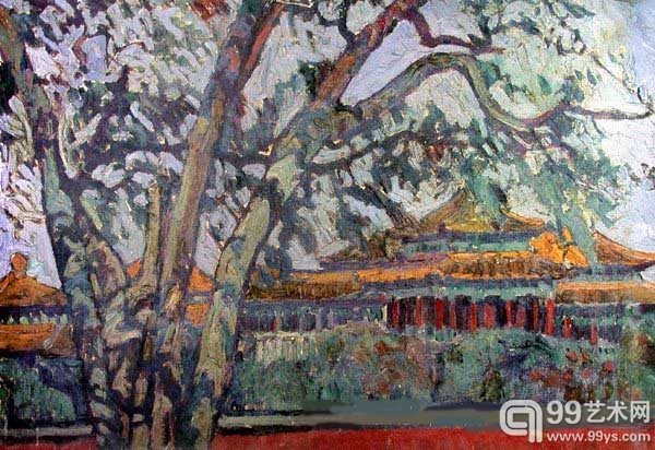 图6 刘海粟 《风景》 1919年 48×63.2cm 藏于刘海粟美术馆