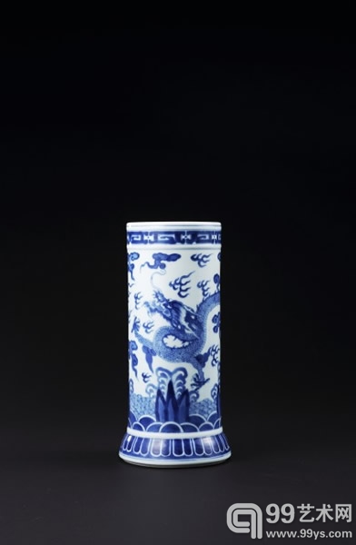清康熙 青花龙纹经筒 H：26.5cm