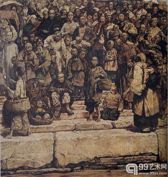 程丛林 码头台阶 1984年作 185×185cm 布面油画 签名：丛林1984