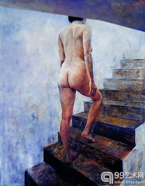 何多苓 上楼的人 144.5x114cm