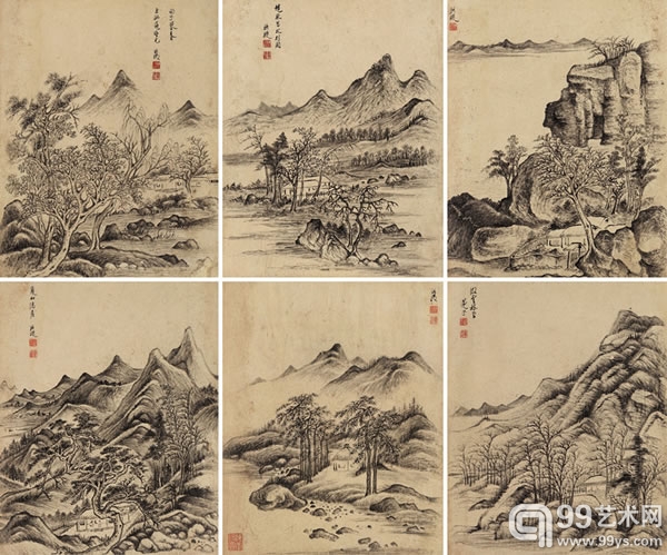 【明】陈洪绶（1598-1652）仿古山水册 