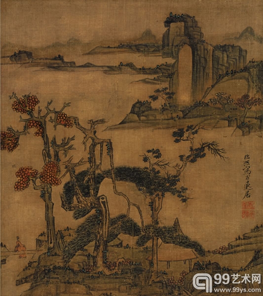 【明】陈洪绶（1598-1652）秋林漫兴图 