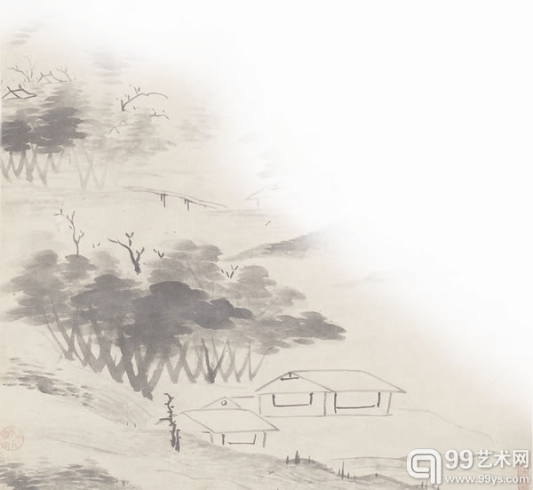 倪元璐《云山欲雨图》 局部