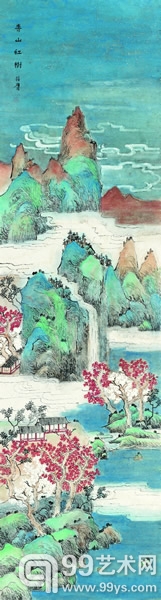 青山红树180cm×45cm .2013.纸本设色