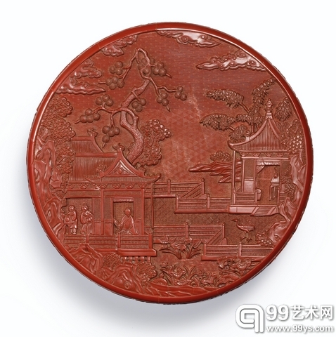明永乐剔红周敦颐爱莲图圆盒
