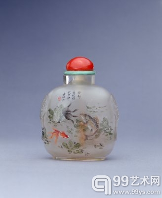 叶仲三玻璃内画鱼藻纹鼻烟壶.jpg
