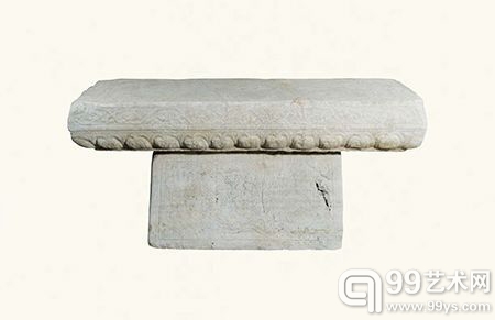 明·汉白玉满工缠枝莲石桌 164×92×75cm