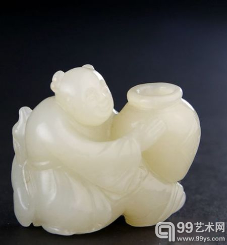 清代极品白玉童子抱缸