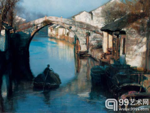 ☆陈逸飞 晨曦 1985年 布面油彩 82×107cm 北京华辰2014春拍