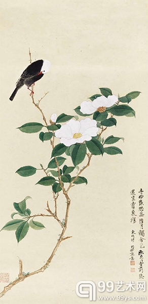 谢稚柳《茶花山禽》北京匡时 2013秋拍拍品