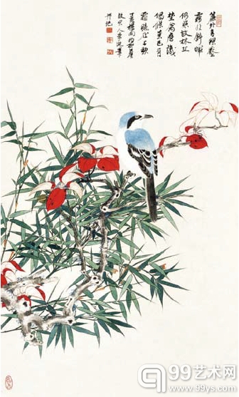 谢稚柳《红叶竹禽》上海嘉禾 2013秋拍拍品