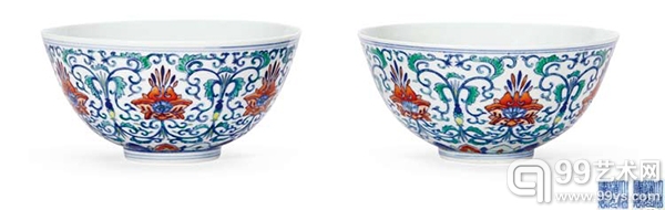 清道光 斗彩宝相花纹碗 （一对） 北京荣宝2014年文物艺术品拍卖会拍品拍品