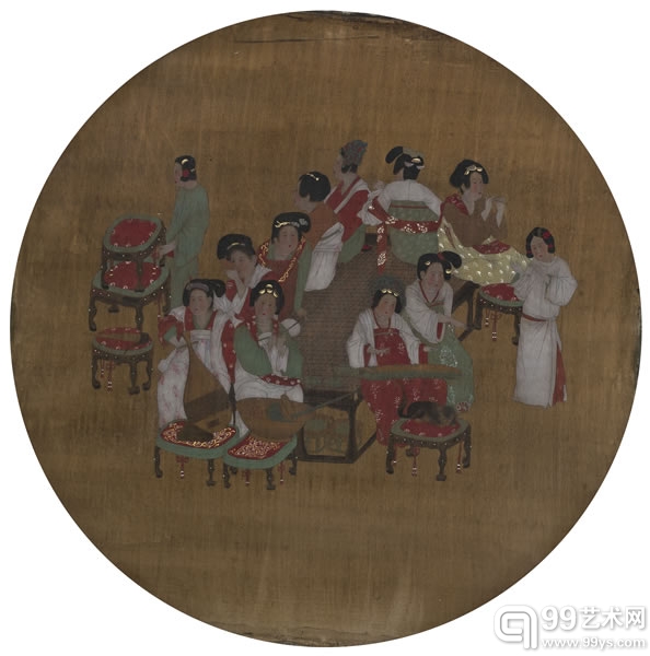张湘溪_ 仿唐宫乐娱乐图_ 绢本设色_100x100cm _ 2012#65A4
