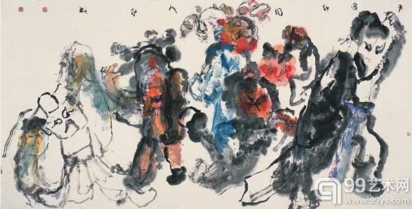 汪伊虹_ 平遥大戏_  138×69cm_ 纸本水墨_ 2011#F178