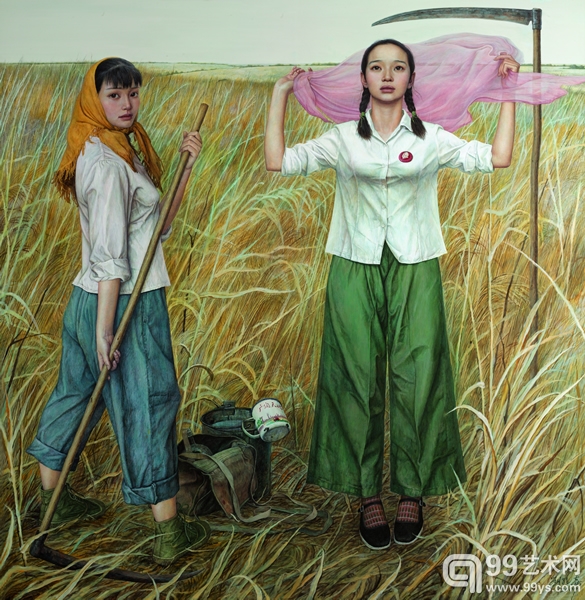 刘孔喜_ 青春纪事之六-离离原上草_ 190×185cm _木板·坦培拉_ 2007#A7DA
