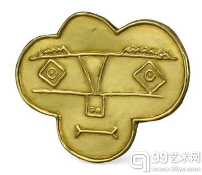 《三叶草形脸像》黄金吊坠 1973年