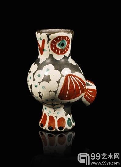 《猫头鹰》彩陶瓶 1968年