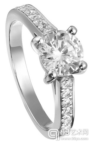 Piaget Elegance单钻订婚戒环，18K白金材质精制