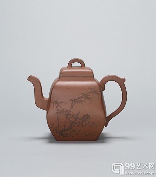 清  史继长  黑泥绘方葫芦