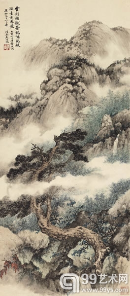 吴湖帆 松溪云霭 