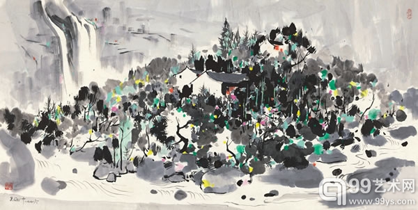 吴冠中 山间小村 