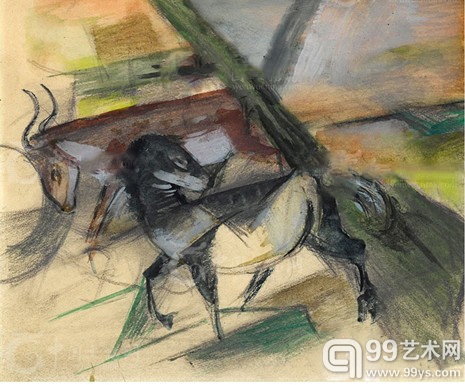 德国知名艺术家马尔克杰作《马与牛》