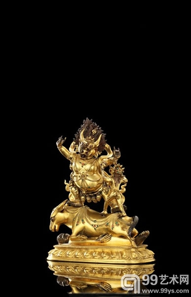 清乾隆（1736-1795）铜鎏金外修阎魔尊