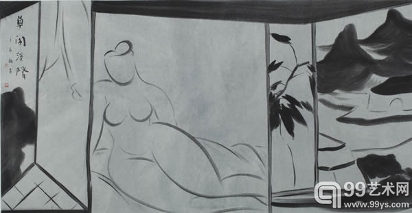 草阔溪声 2012 143cmX74cm