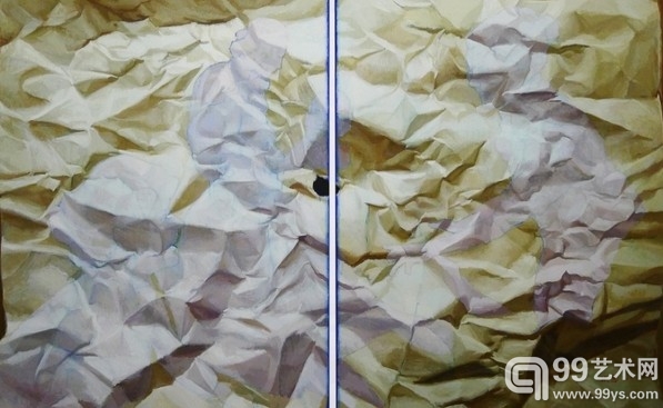 张慧，《蓝图.褶皱》，2012，布面丙烯，225 x 364 cm.