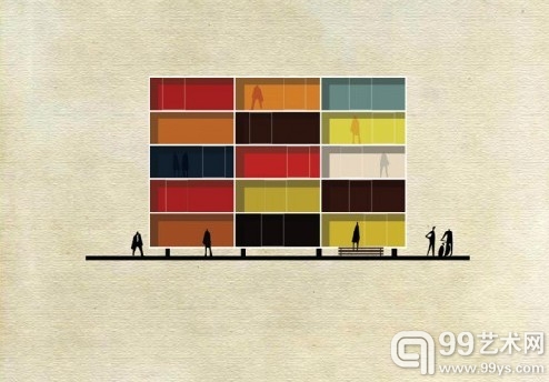 当艺术遇上建筑：插画家将艺术大师风格融入建筑