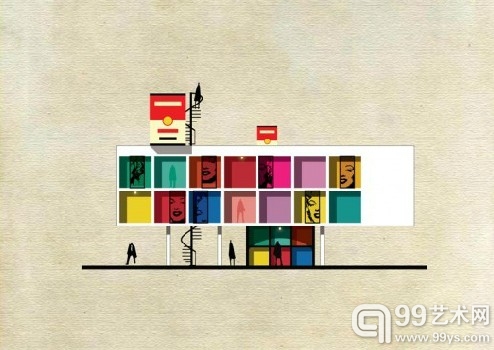 当艺术遇上建筑：插画家将艺术大师风格融入建筑