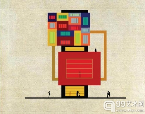 当艺术遇上建筑：插画家将艺术大师风格融入建筑