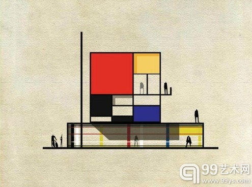 当艺术遇上建筑：插画家将艺术大师风格融入建筑