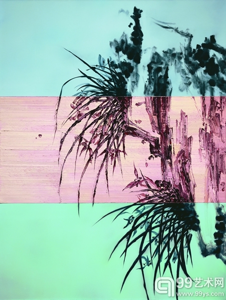 何森 岩石上的兰花 油彩布面 150x200cm 2013