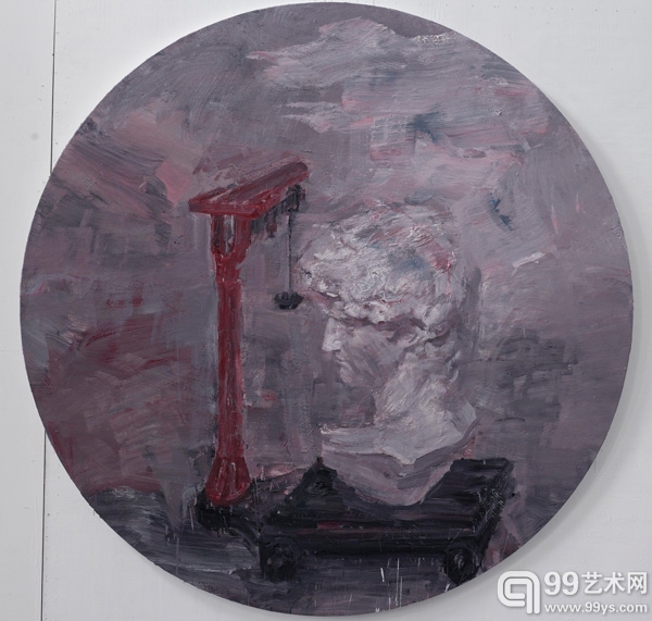 磅秤与大卫Scale-and-David-布面油画-oil-on-canvas,-直径-Diameter-200cm，2014