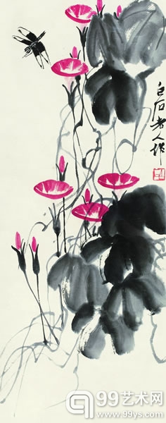 齐白石《牵牛花蜻蜓》