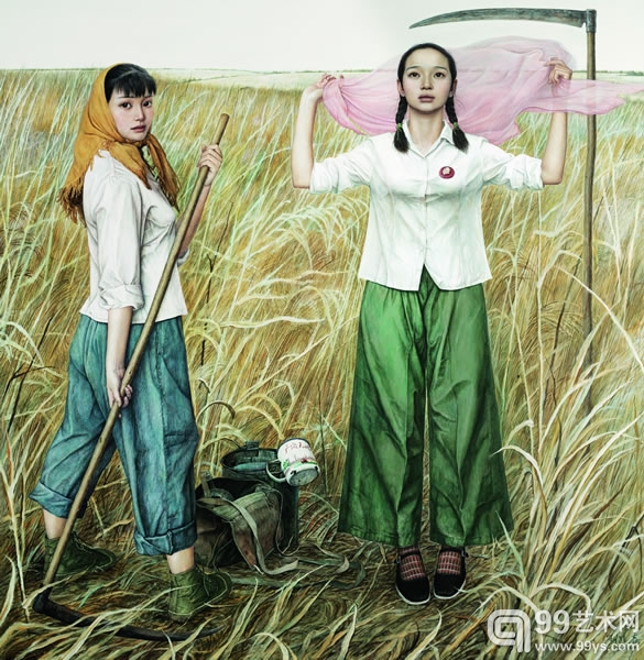 刘孔喜 青春纪事之六-离离原上草 木板•坦培拉 190×185cm 2007