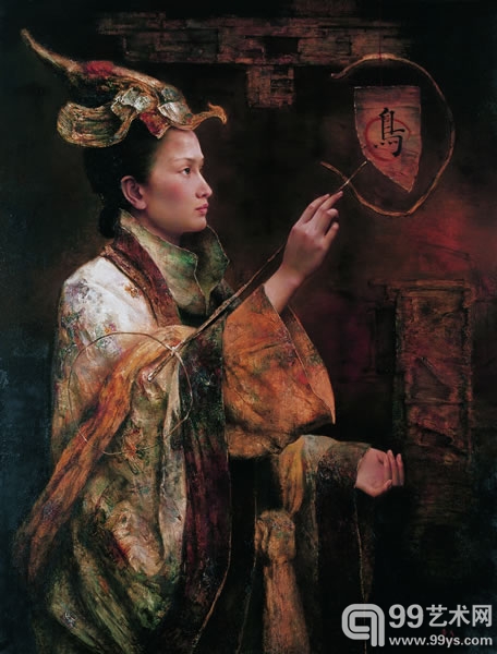 唐伟民  2008年作 戏鸟图  120×91cm  布面油画