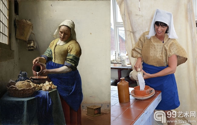 12. 维米尔(1632 – 1675)《挤奶的妇女》。M Bradford创作。