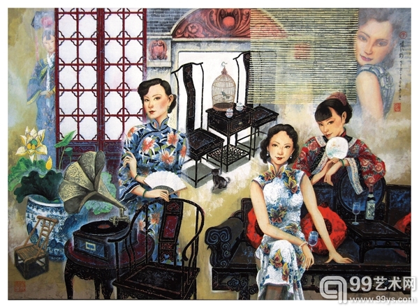重彩画《忆韵》