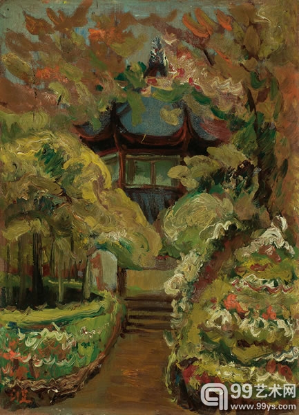 LOT188 陈澄波 《西湖中山公园》1929-1934 油彩 樱桃木板 33×24CM